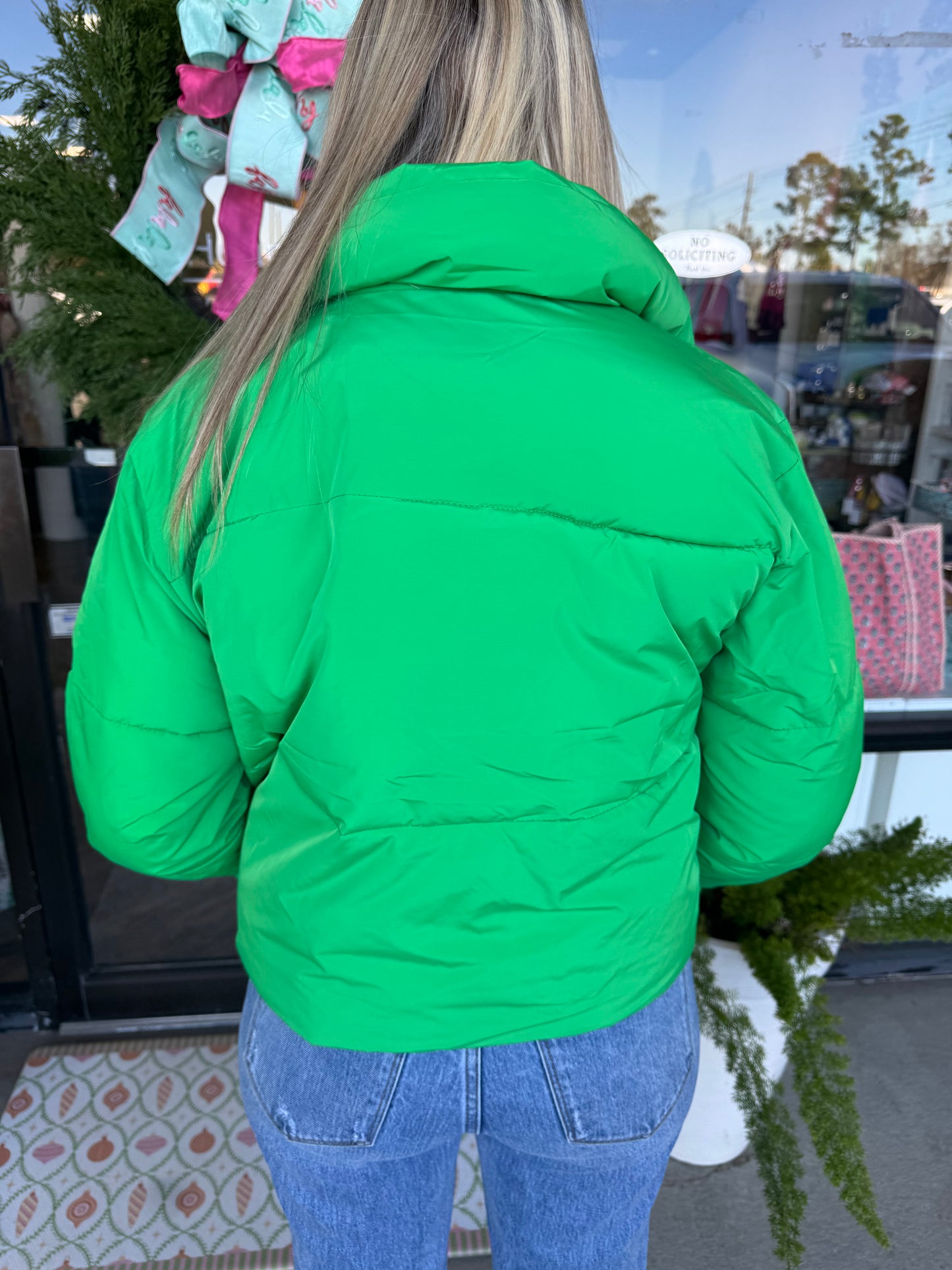 Green Puff Ruffle Jacket