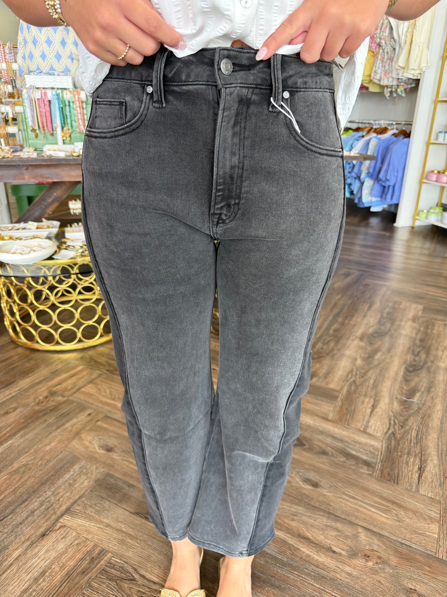 Two-Tone Jeans: Black Denim