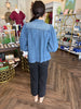 Horsebit Denim Long Sleeve Top