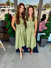 Lindy Leather Dress: Sage