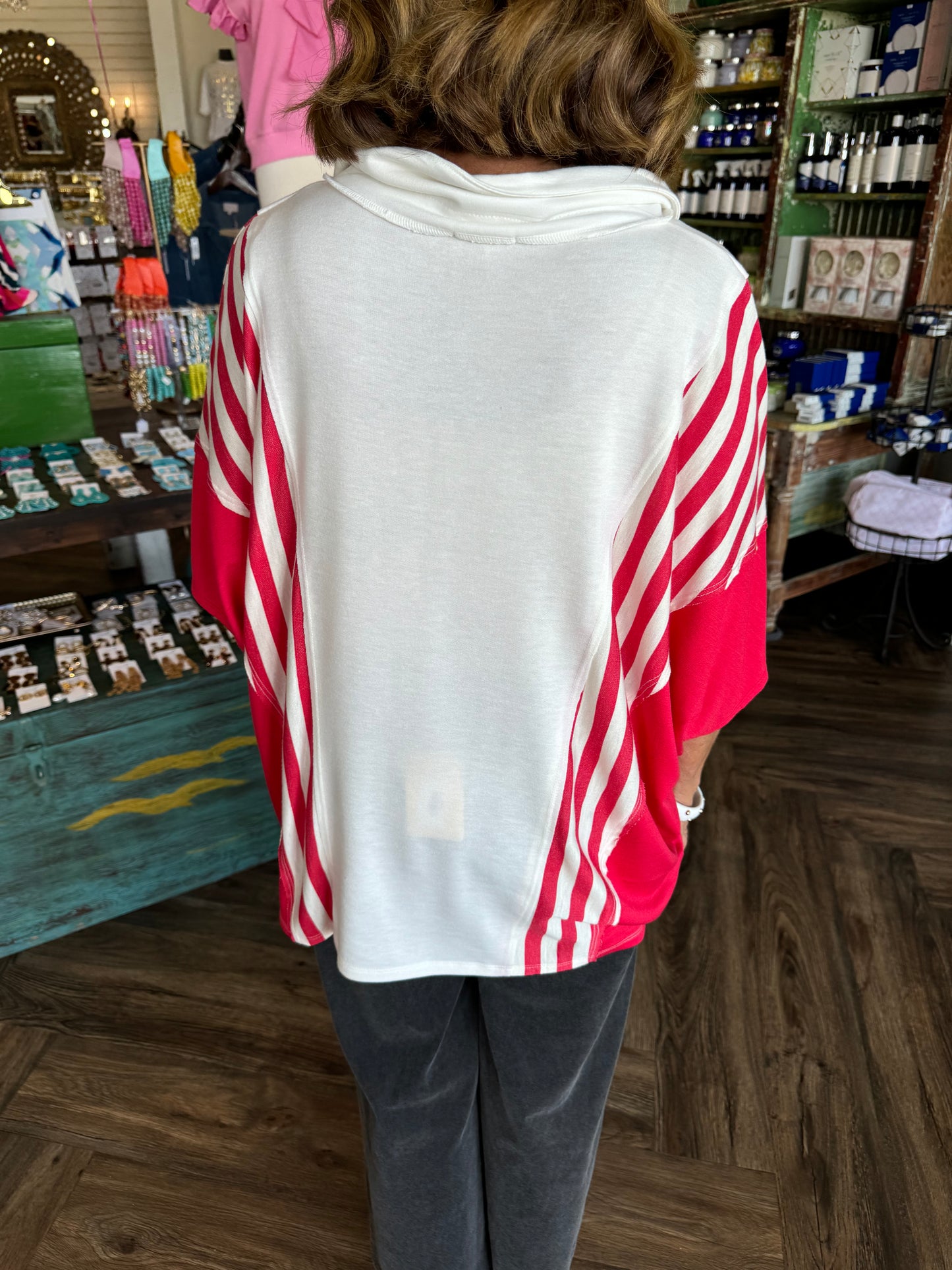 Cotton red striped top