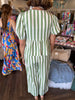 Triple Bow Green Striped Set