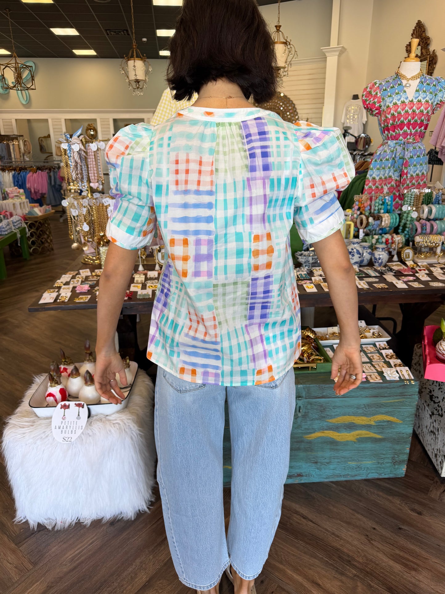 Anna Plaid Top: Lavender