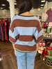 Brown and Blue Striped Sweater Top