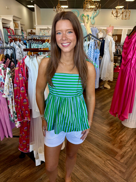 Striped Line Tank: Blue