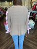 Satin Sleeve Tie Taupe Sweater