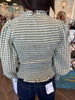 Gingham Smocked Zipper Top: Sage