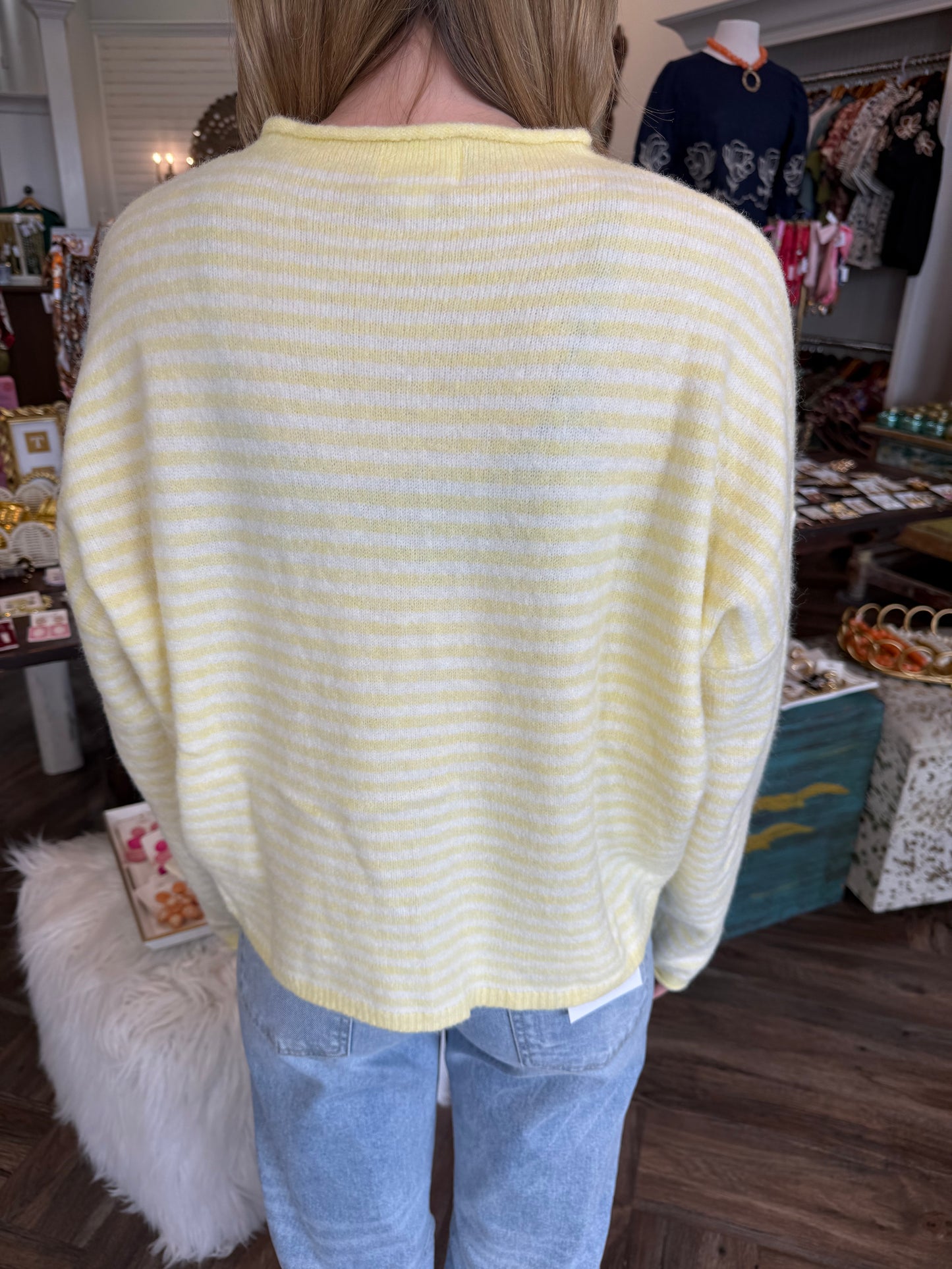 Cozy Striped Sweater: Yellow