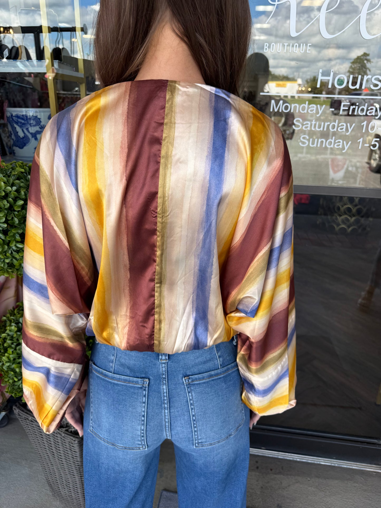 Silk Watercolor Stripe Top