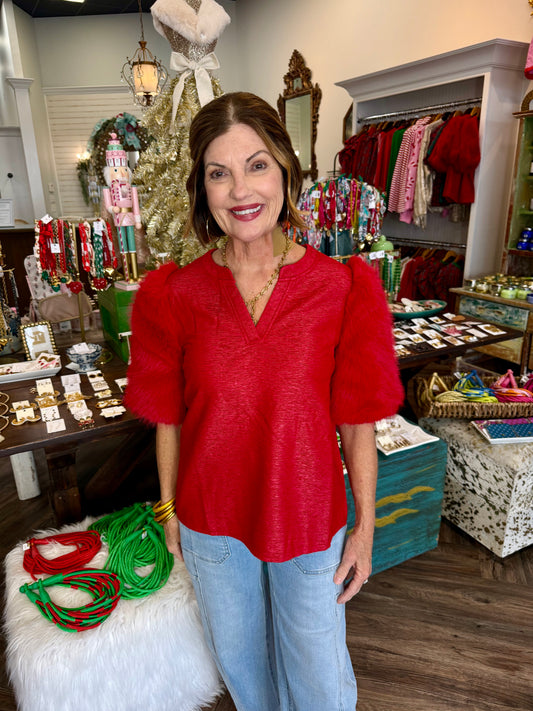 Red Fur Blouse