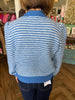 Mock Neck Striped Sweater: Blue