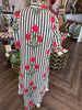 Peony Stripe Midi Dress: Brown