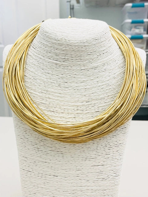 Leather Gold Strand Necklace