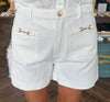 Horsebit Pocket Shorts: White