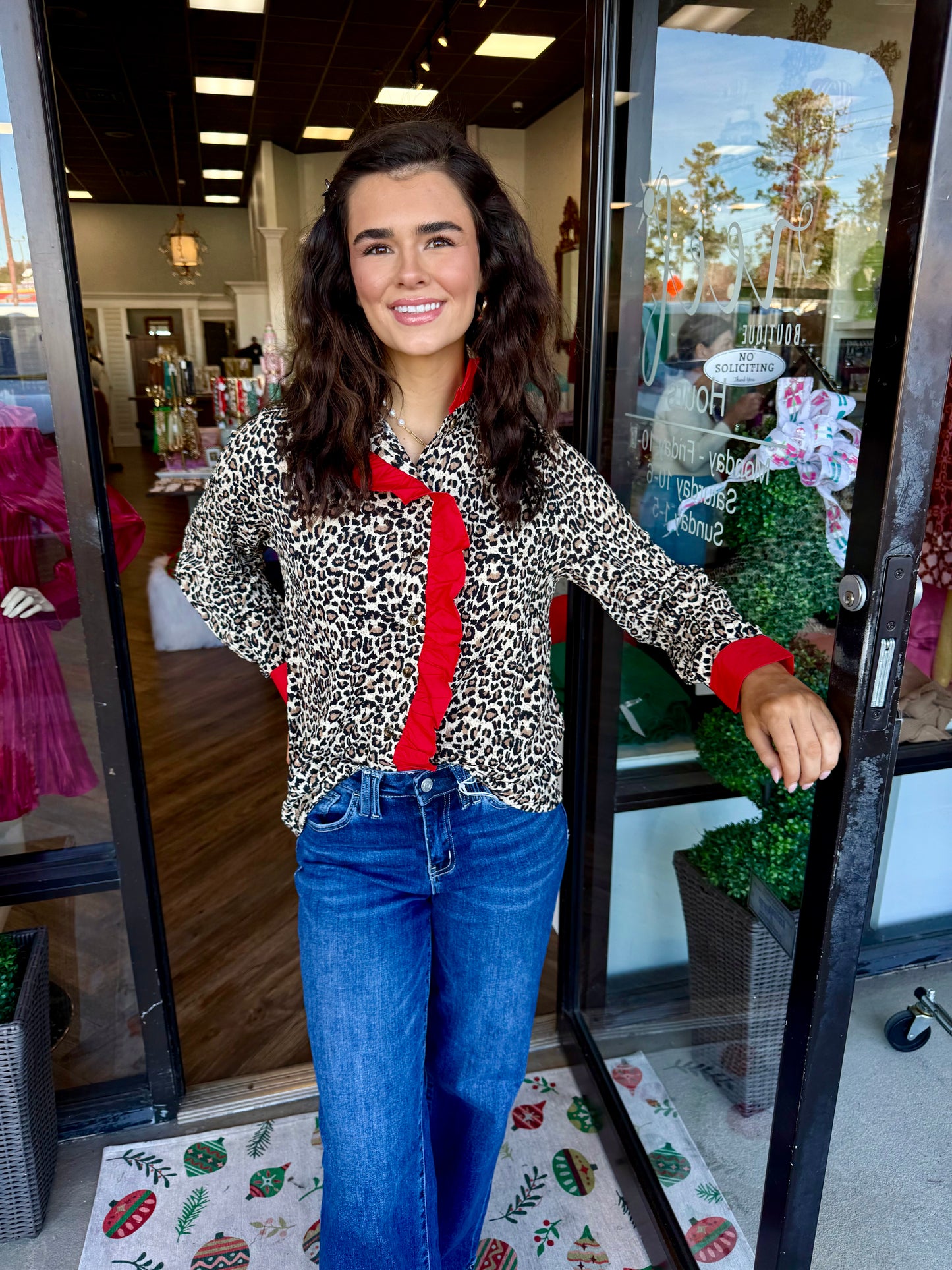 Ruffle Red Cheetah Top