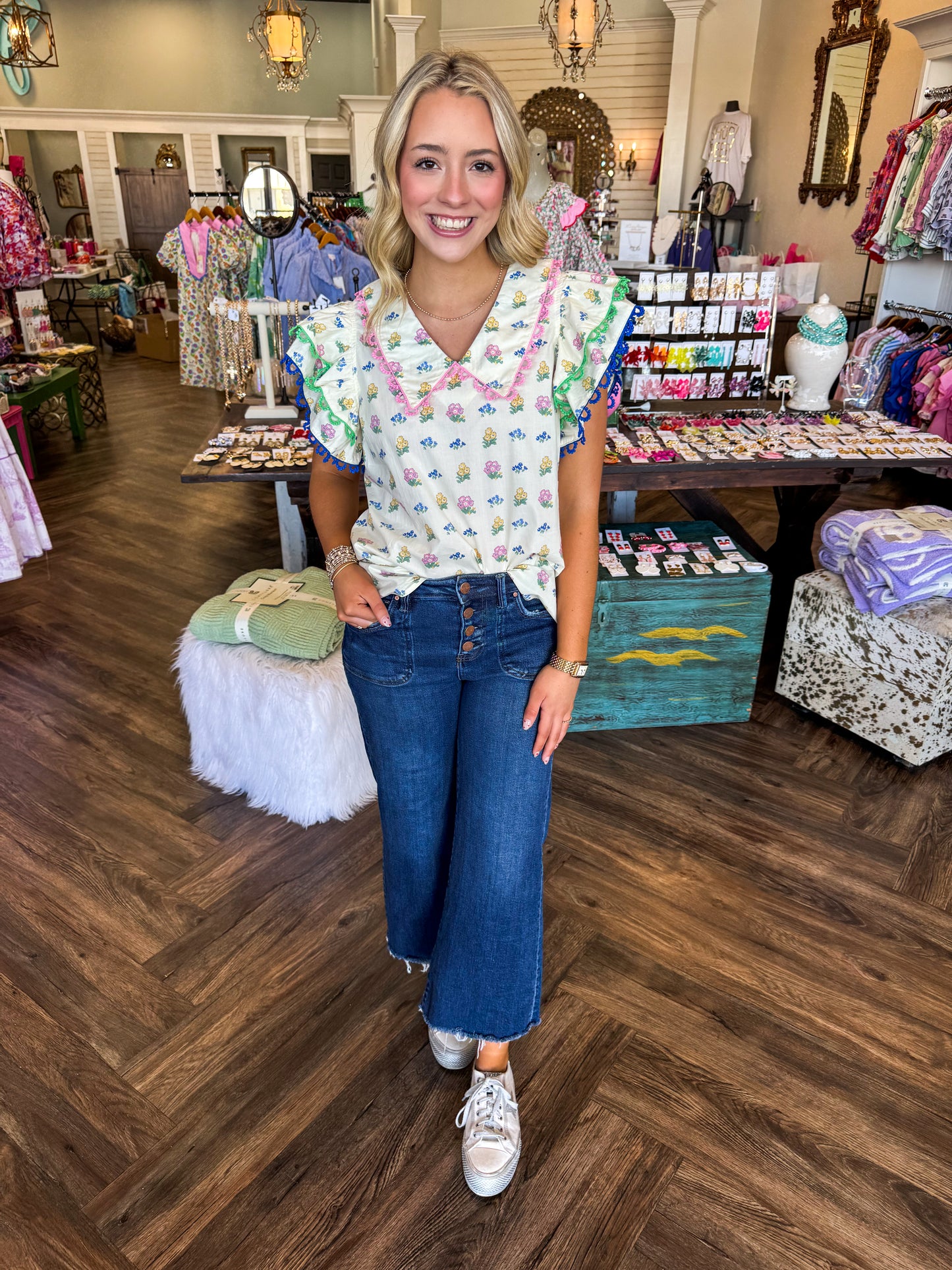 Collar Pastel Floral Top