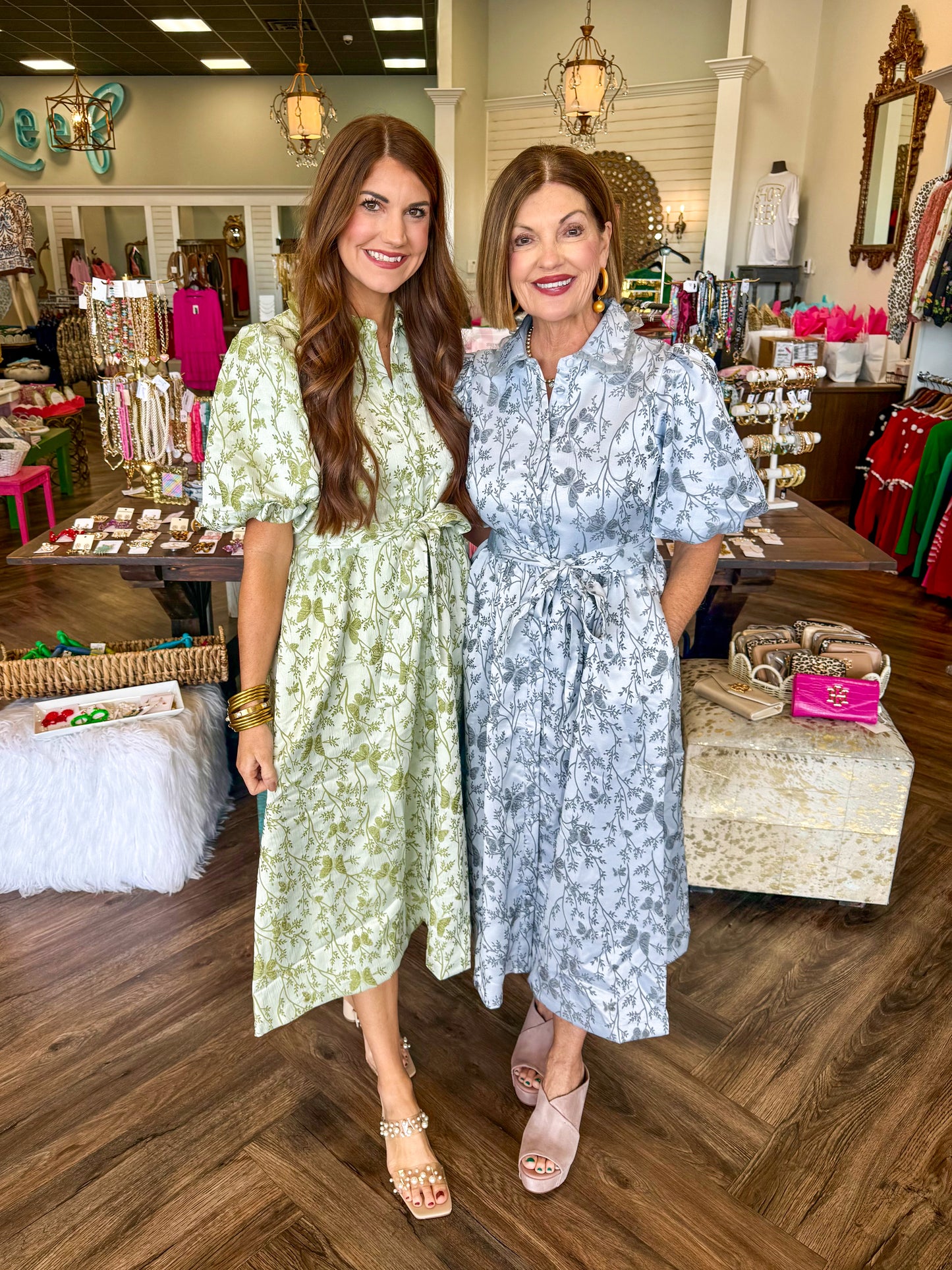 Jacquard Button Midi Dress: Grey