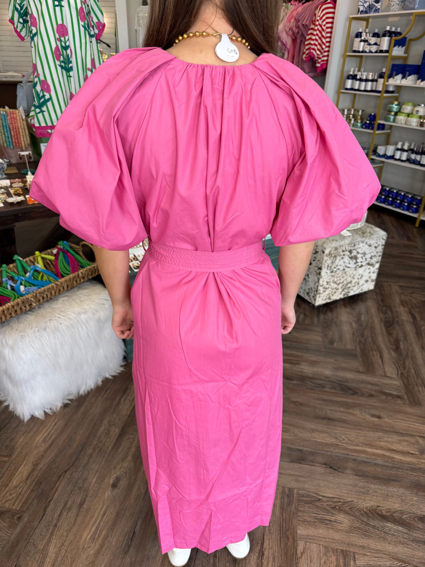 Fuchsia Zipper Belted Midi