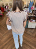 Flounce Sleeve Top: Brown