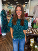 Peplum Polka Dot Top: Teal
