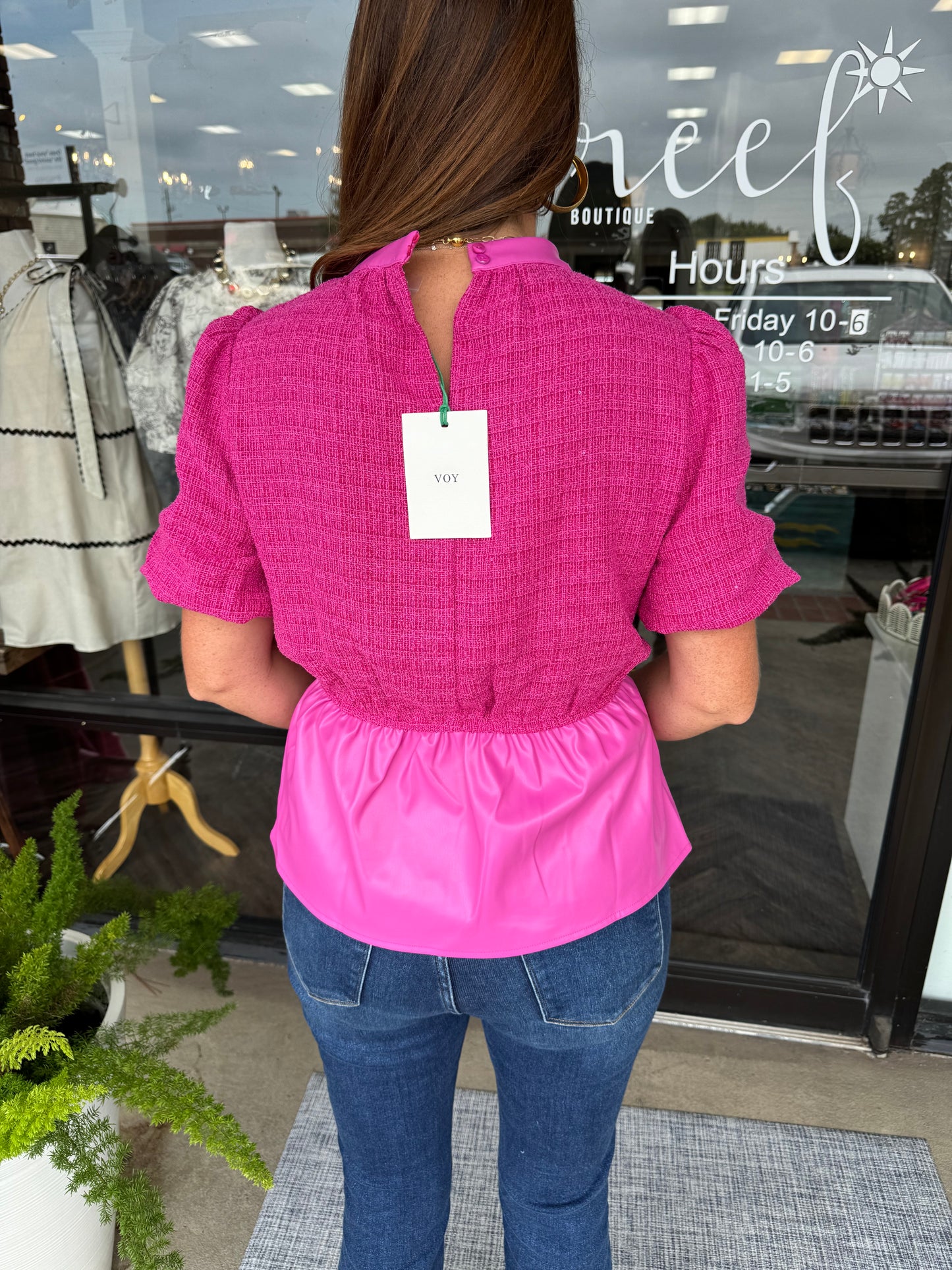 Peplum Leather tops: Pink