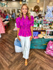 Alden Design Peplum Top: Magenta