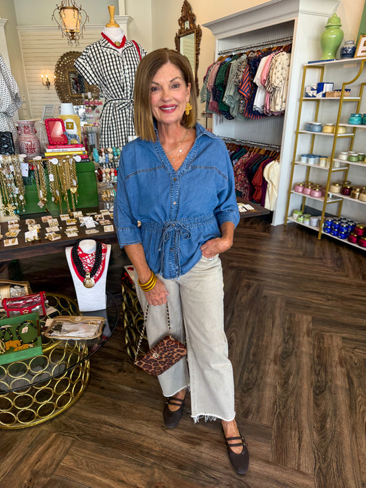 Soft Denim Peplum Top