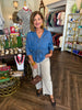 Soft Denim Peplum Top