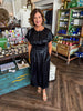 Textured Satin Midi Dress