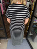 Megan Stripe Midi Dress: Black
