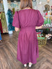 Button Merlot Midi Dress