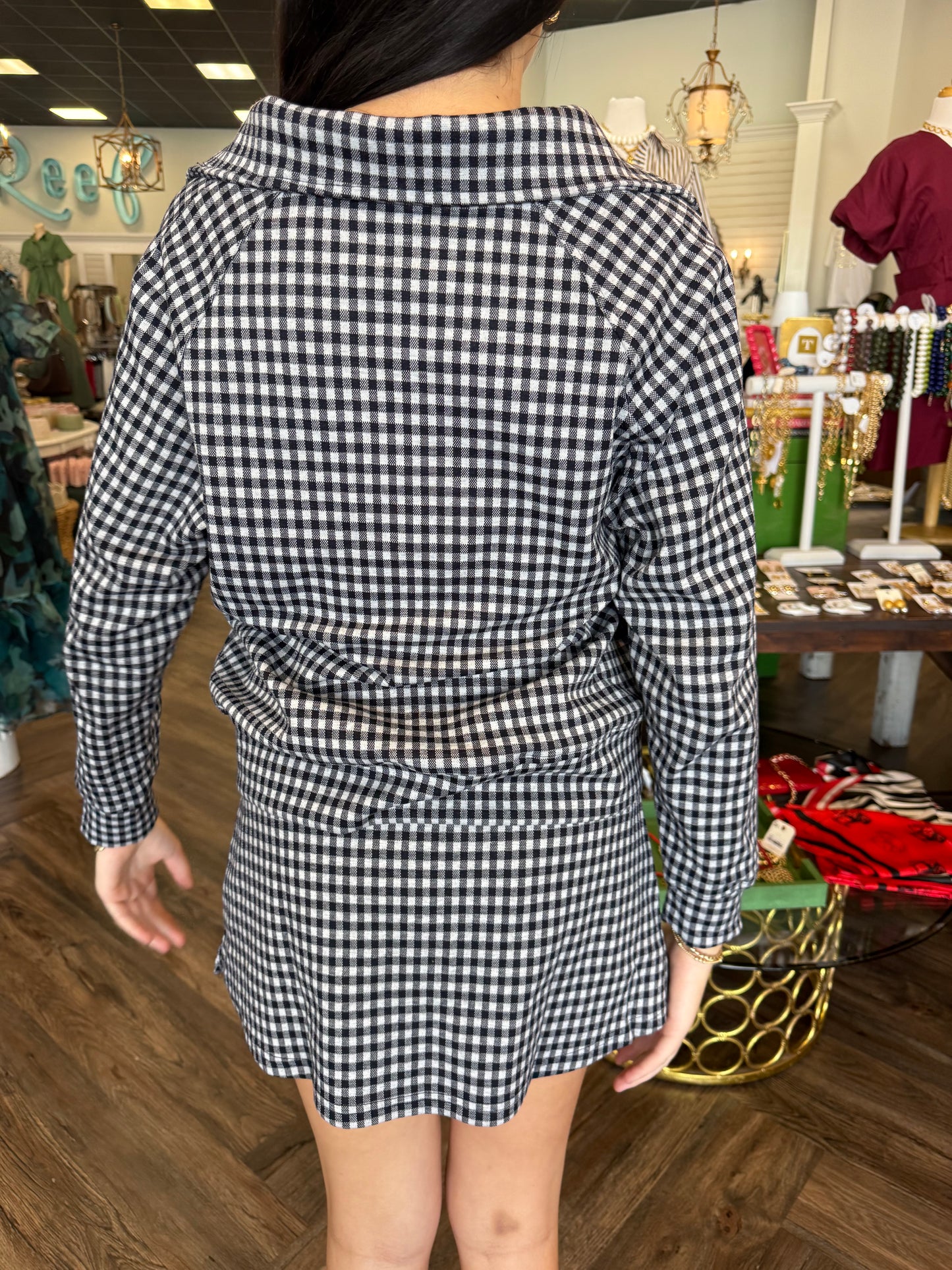 Navy Gingham Zip Set