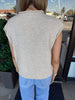 Gold Button Sweater Vest: Tan