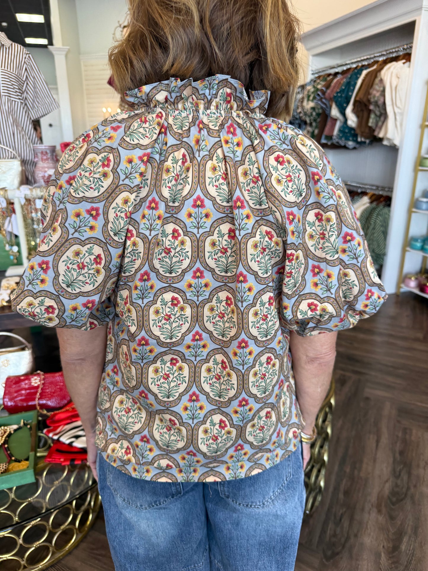Olive Medallion Floral Top