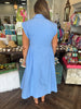 Chambray Gold Button Midi Dress