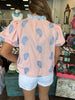 Blush Blue Stitch Paisley Top