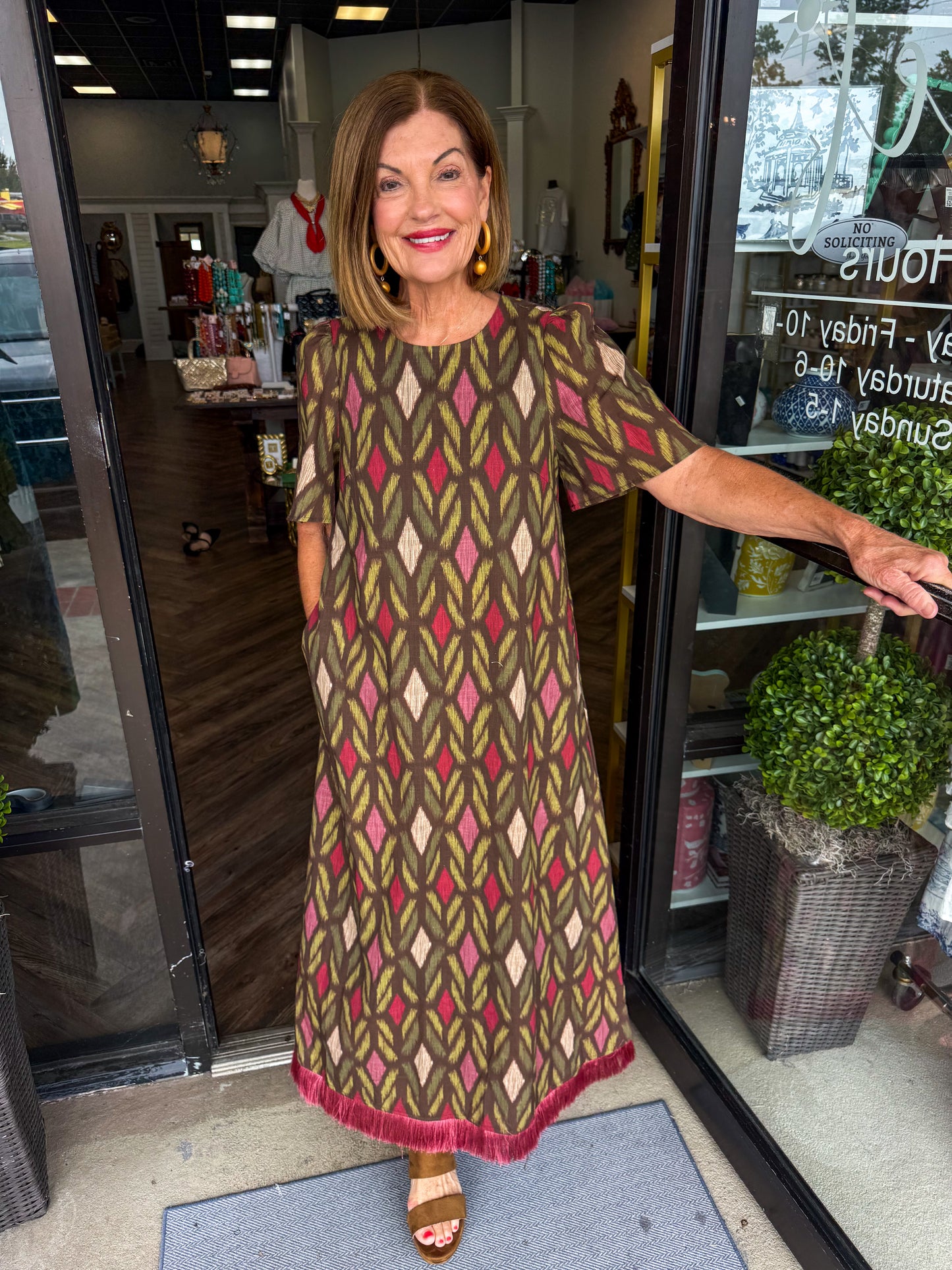 Fringe Geometric Maxi Dress