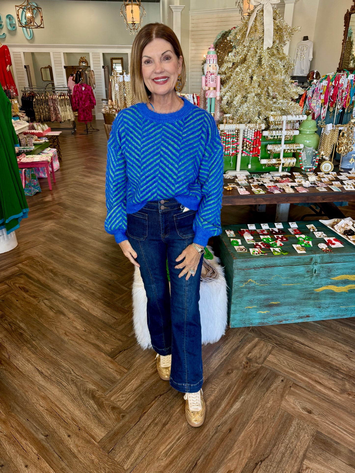 Zig Zag Sweater: Blue