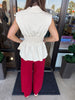 Zipper Peplum Top: Cream