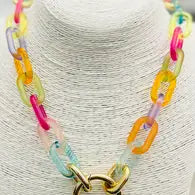 Acrylic Link Necklace: Multi