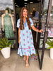 Iris Embroidered Midi Dress: Lt Blue