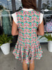 Floral Swing Dress: Ecru