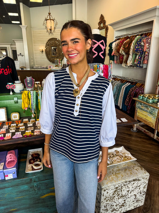 Classic Stripe Top- Navy
