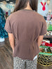 Acid Wash Peplum Top: Brown
