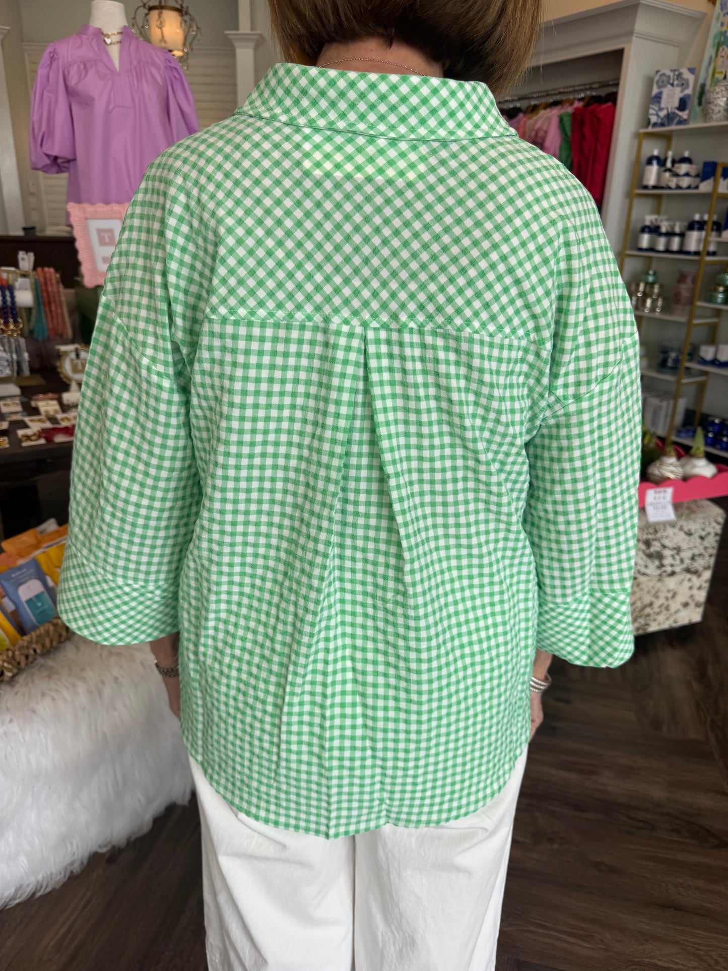 Girly Gingham Blouse: Mint