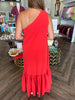 Red One Shoulder Maxi Dress