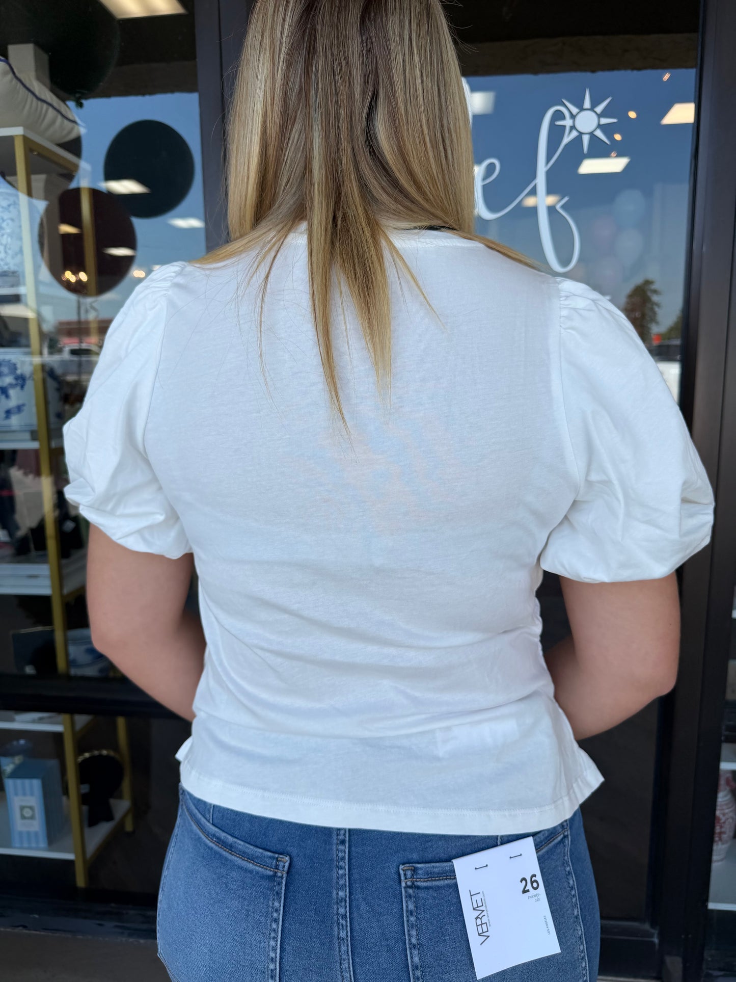 Elastic Smock Top: Off White