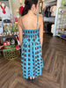 Check Charm Midi Dress: Blue/Brown