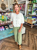 Cuffed Olive Denim Pants