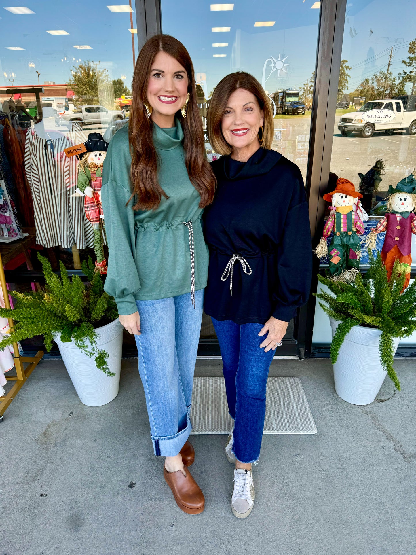 Drawstring Comfy Top: Green